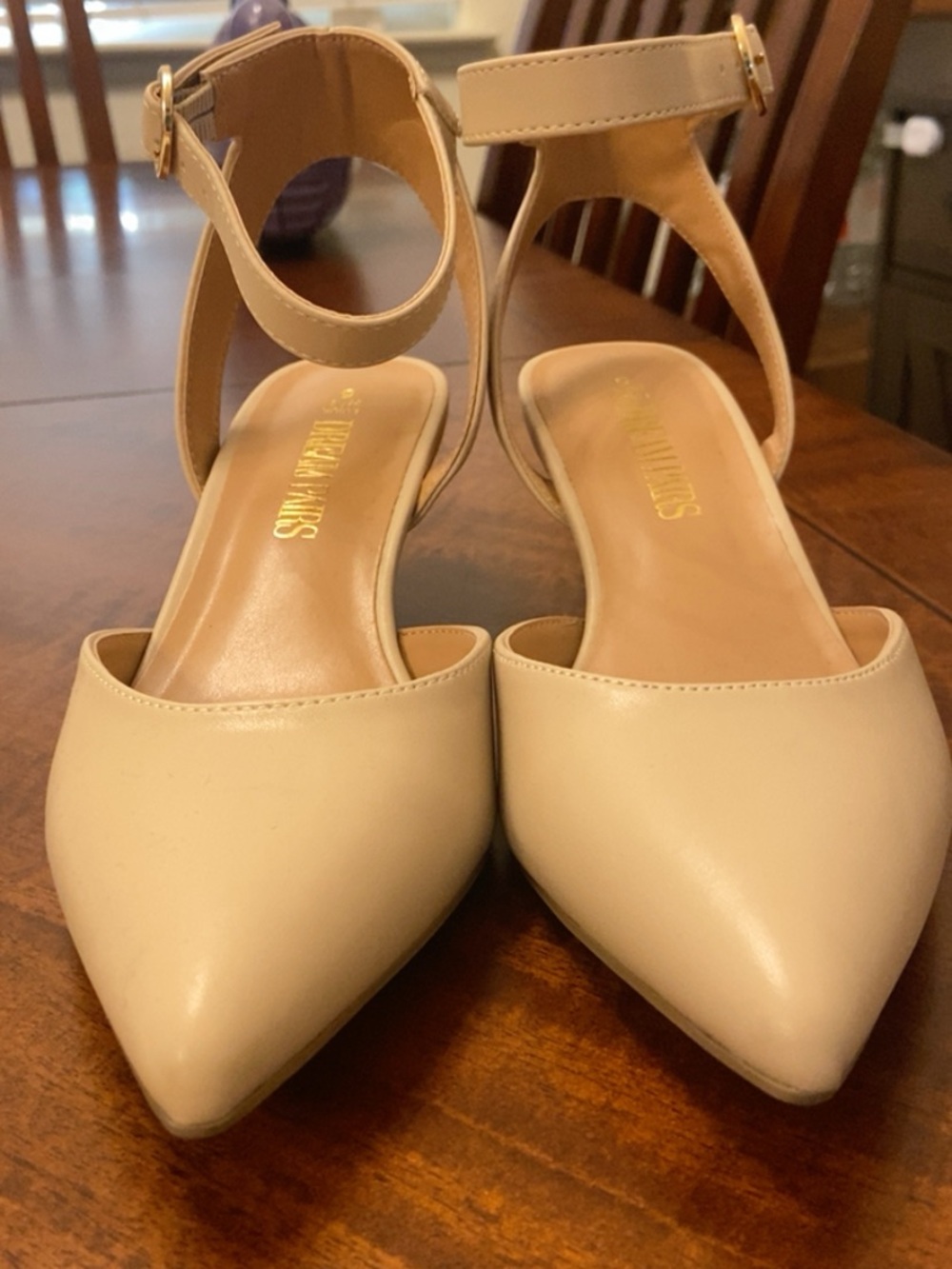 Dream Pairs Pointed Ankle Strap Heels - Beige
